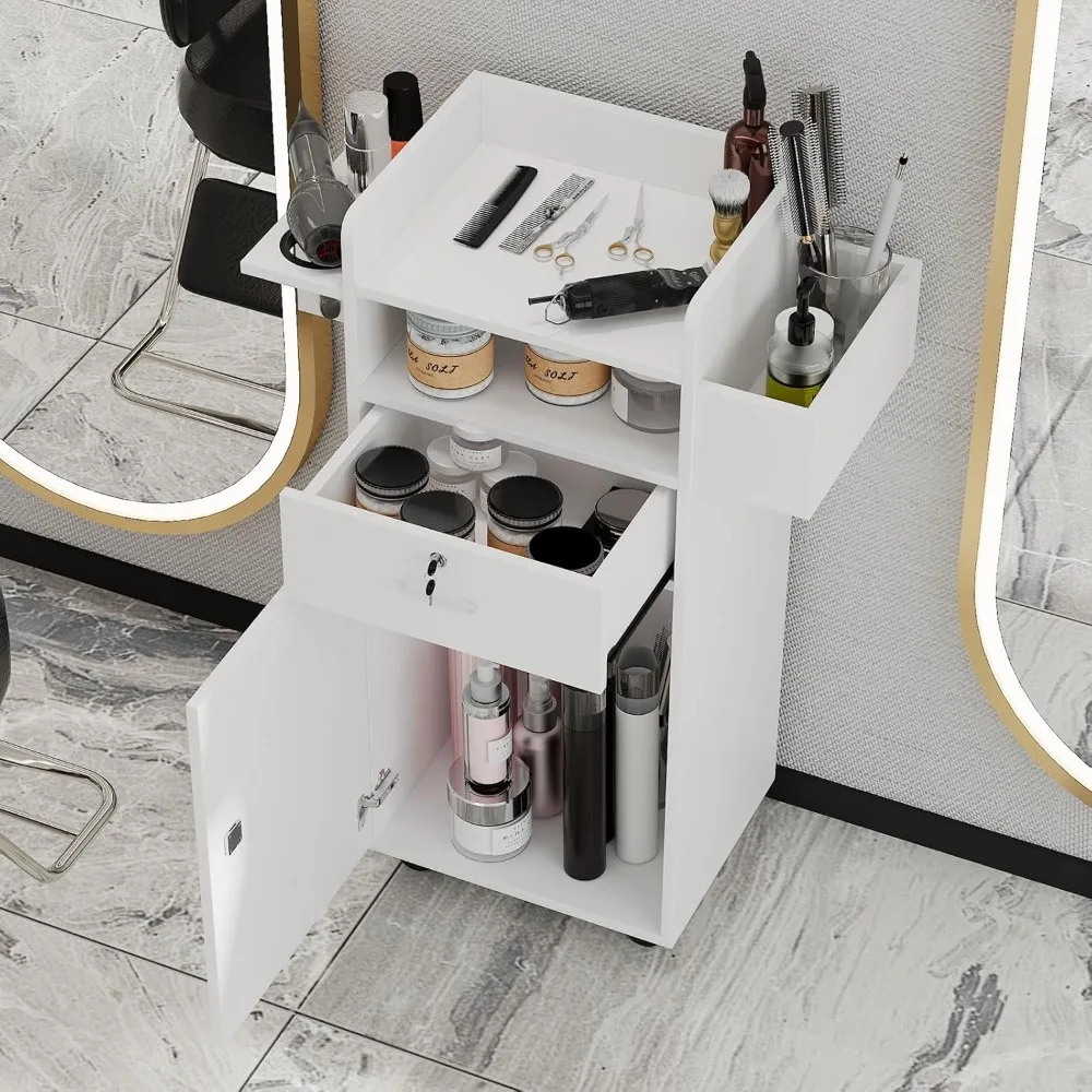 Locking Drawer Salon Station with 3 Tool Holsters & Storage Trolley Cart for Home Salon 15.7x12.6x37.4 Custom
Locking Drawer Salon Station with 3 Tool Holsters & Storage Trolley Cart for Home Salon 15.7x12.6x37.4 Custom