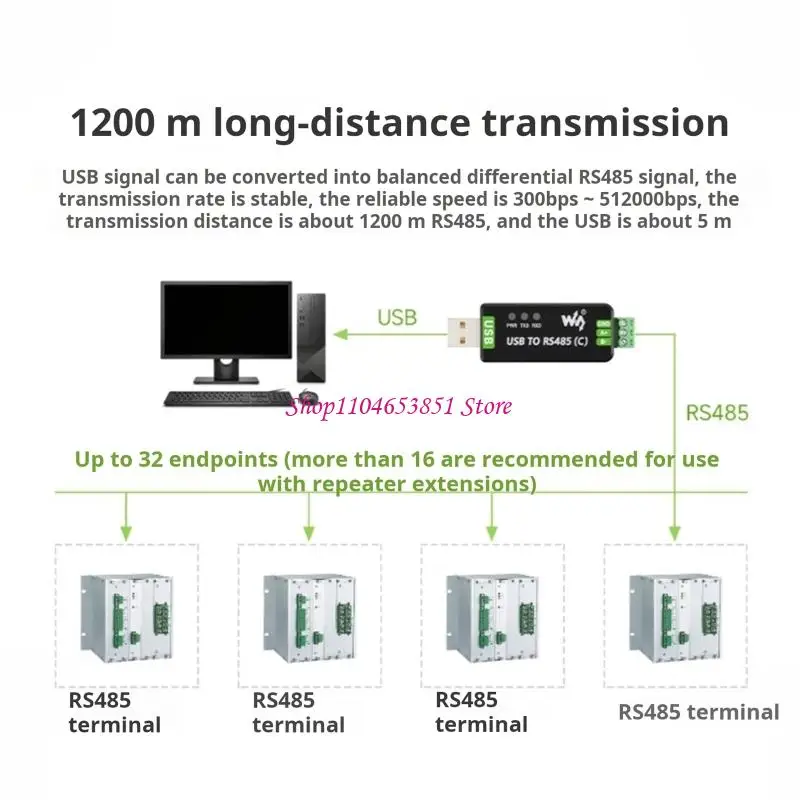 Industrial USB To RS485 Converter With 600W Protections And 1200M Long Distances Transmission For Communication
Industrial USB To RS485 Converter With 600W Protections And 1200M Long Distances Transmission For Communication