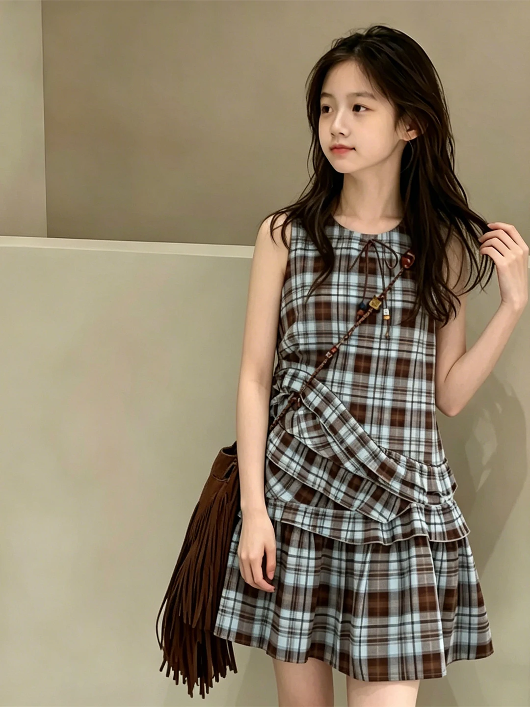 Girls Summer Plaid Vest Dress Loose Casual High Waist Long Skirt for Ages 2-18 Fashionable Trendy Children's Clothing
Girls Summer Plaid Vest Dress Loose Casual High Waist Long Skirt for Ages 2-18 Fashionable Trendy Children's Clothing