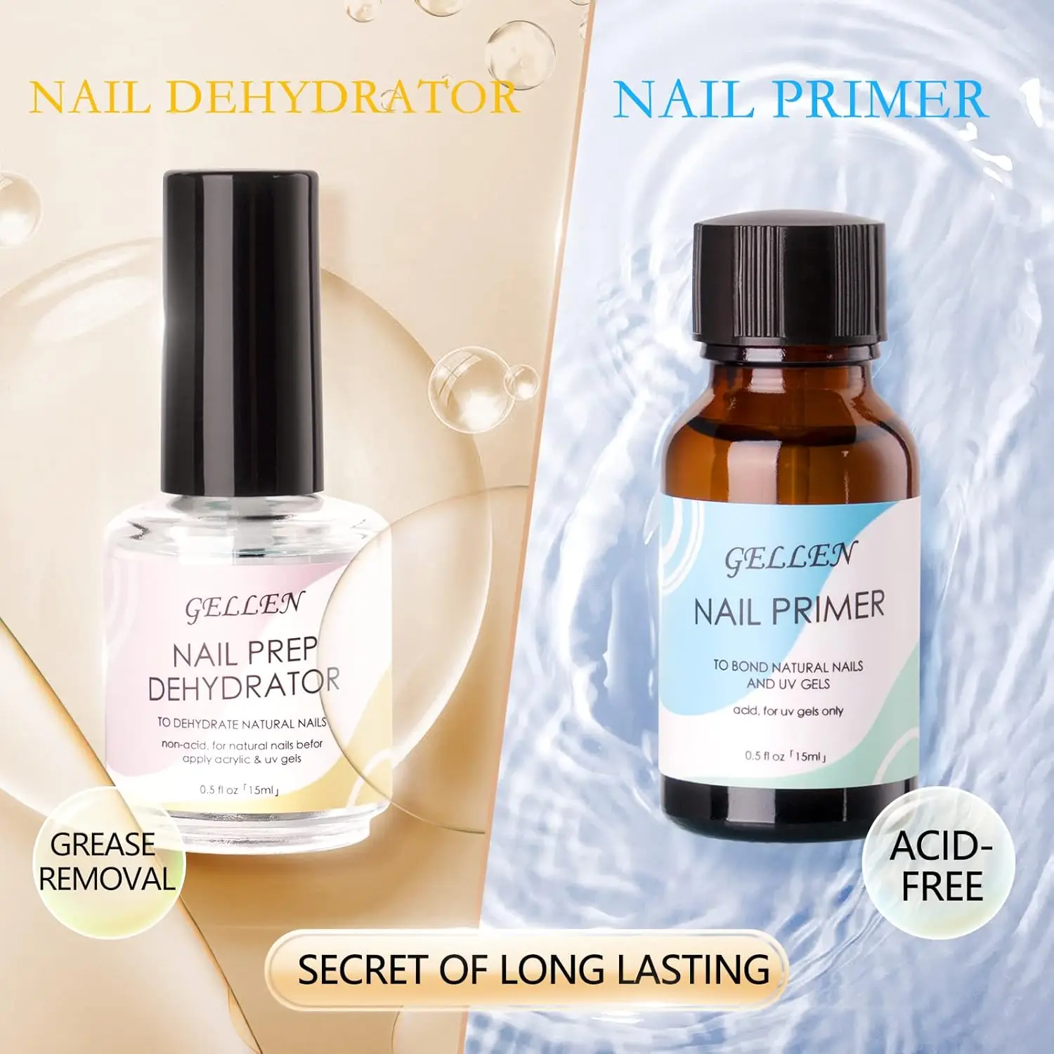 GELLEN 15ml Nail Primer & Prep Dehydrator 2pcs Kit Acrylic Powder Nail Supplies Long Lasting Air Dry Polish Bonding
GELLEN 15ml Nail Primer & Prep Dehydrator 2pcs Kit Acrylic Powder Nail Supplies Long Lasting Air Dry Polish Bonding