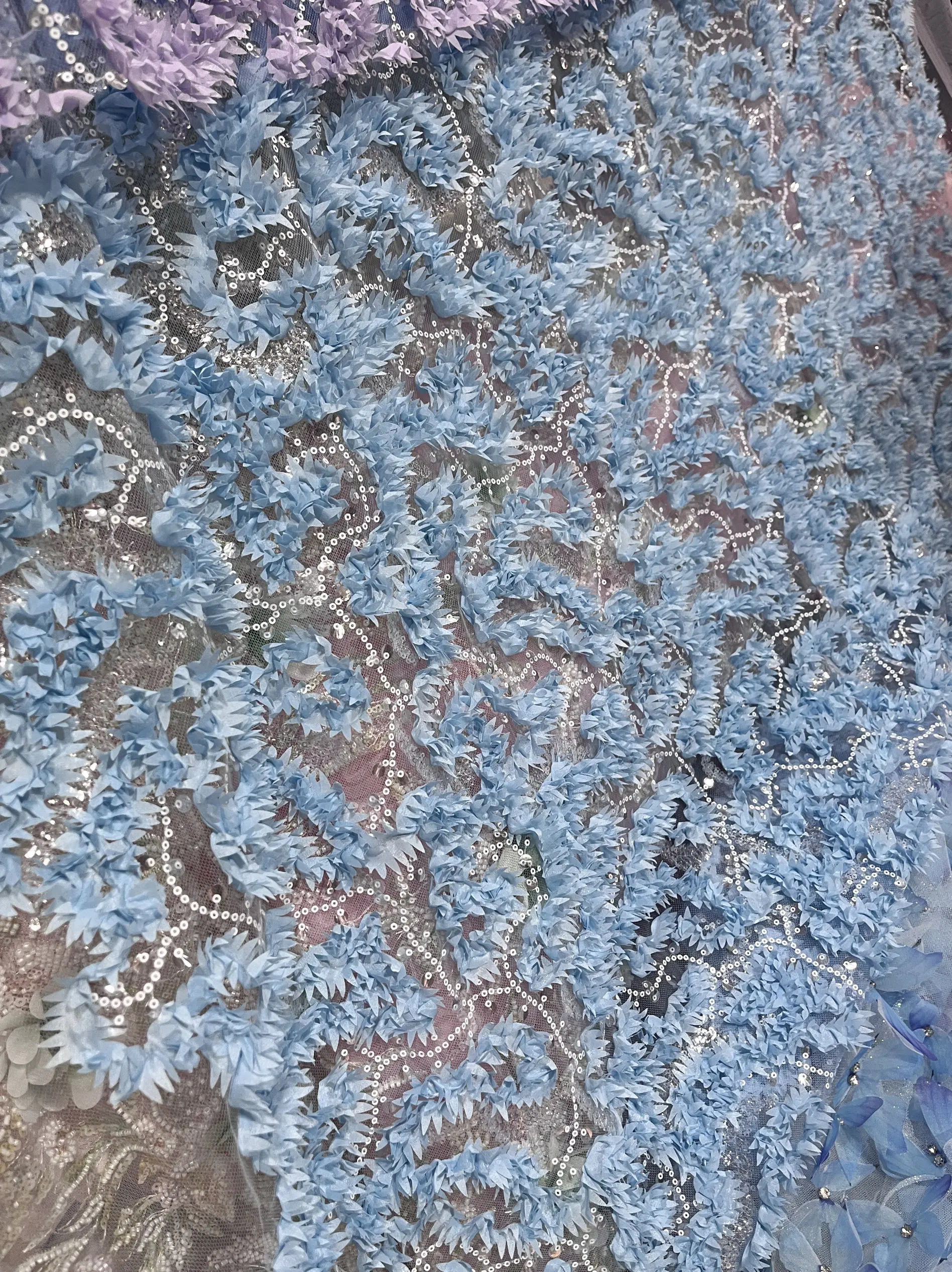 Blue 3D Bubble Beaded Floral Embroidered Sequin Mesh Fabric for Evening Gowns Princess Dresses Couture Sewing
Blue 3D Bubble Beaded Floral Embroidered Sequin Mesh Fabric for Evening Gowns Princess Dresses Couture Sewing