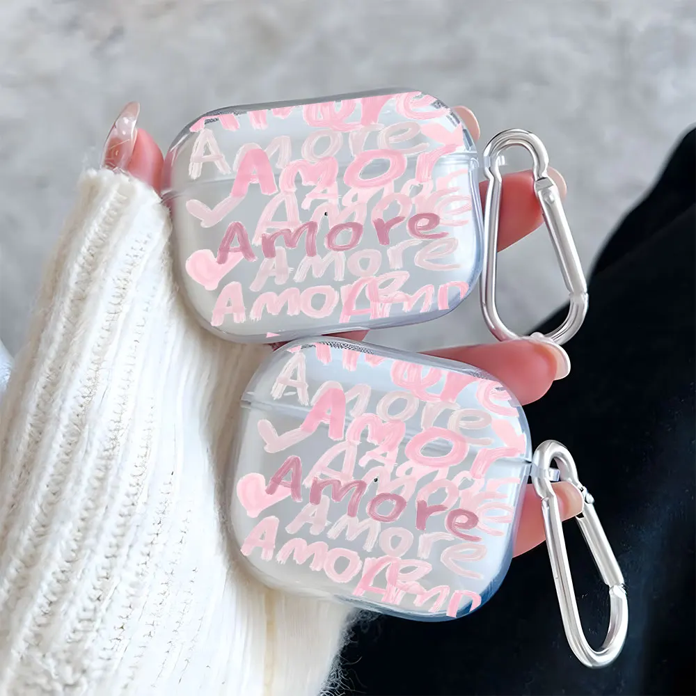 Pink Amore Letter Pattern Clear Earphone Case for AirPods 4/3/2/1 Earbuds Case For AirPods Pro 2/Pro 3/Pro TPU Protective Cover
Pink Amore Letter Pattern Clear Earphone Case for AirPods 4/3/2/1 Earbuds Case For AirPods Pro 2/Pro 3/Pro TPU Protective Cover