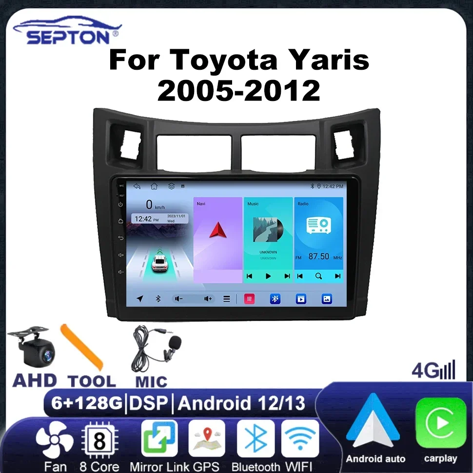 SEPTON 8-ядерный автомобильный радиоплеер для Toyota Yaris 2005-2012, мультимедийный плеер, Carplay, Wi-Fi, GPS, 4G BT, автомобильный интеллектуальный экран системы
SEPTON 8-ядерный автомобильный радиоплеер для Toyota Yaris 2005-2012, мультимедийный плеер, Carplay, Wi-Fi, GPS, 4G BT, автомобильный интеллектуальный экран системы