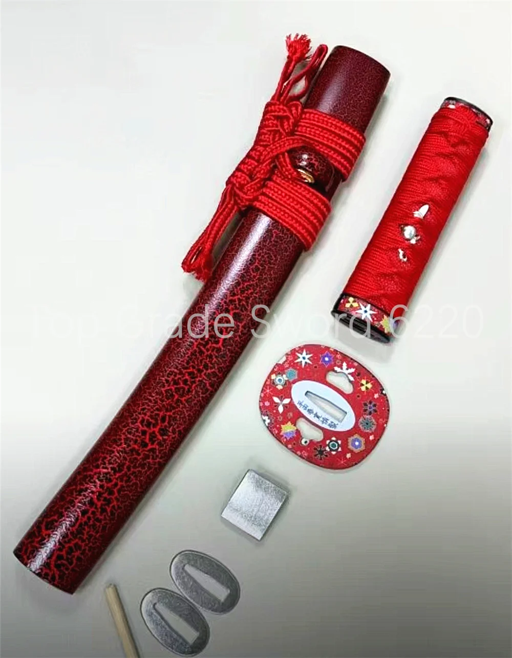 A Set Red Tsuka Handle Stainless Steel Tsuba Handguard Copper Habaki Seppa Hardwood Sheath For Real Samurai Katana Sword Parts
A Set Red Tsuka Handle Stainless Steel Tsuba Handguard Copper Habaki Seppa Hardwood Sheath For Real Samurai Katana Sword Parts