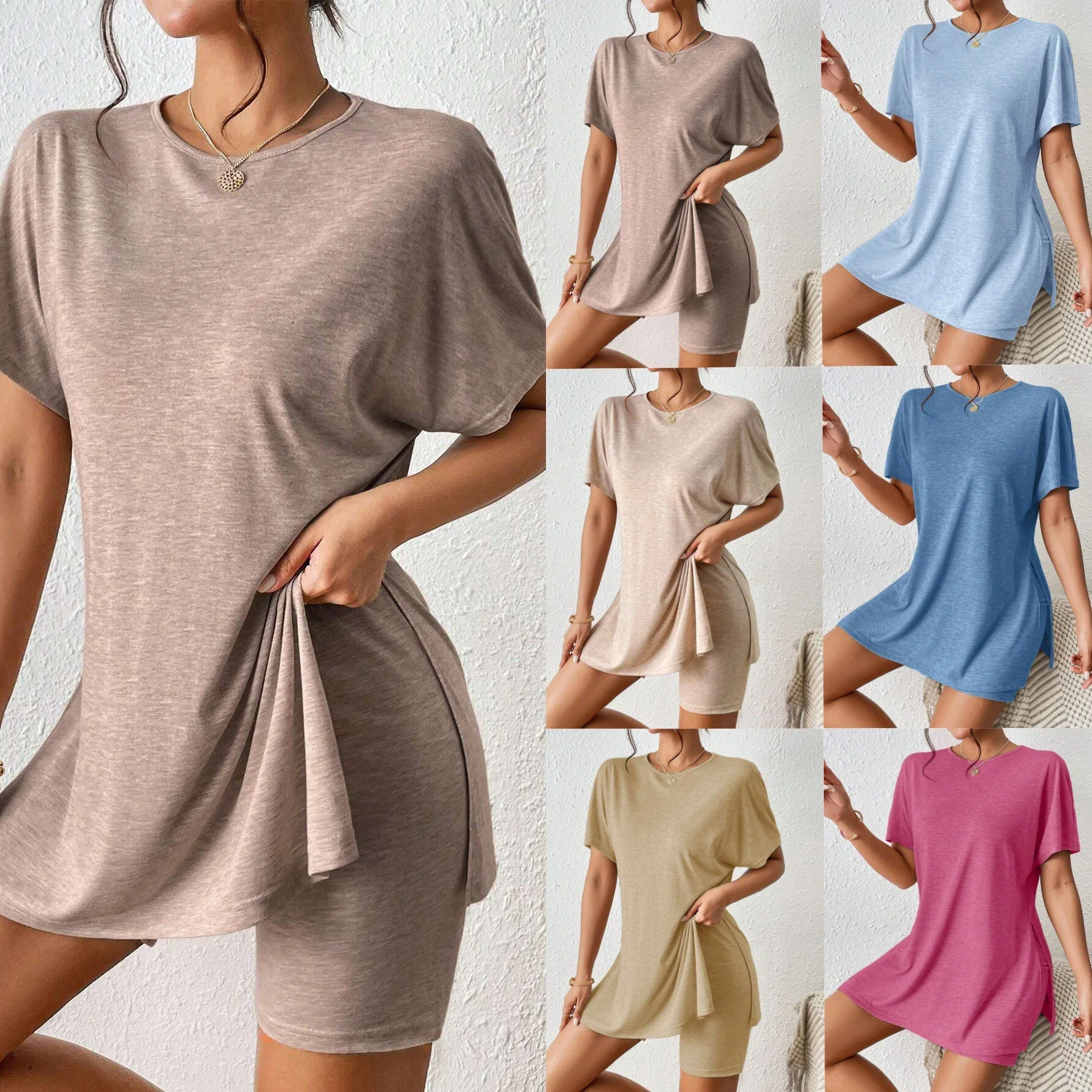 2 Pieces Set For Woman Shorts Set Women Round Neck Short Pants Two Piece Set High Waist Summer Shorts Solid Color Casual Shorts
2 Pieces Set For Woman Shorts Set Women Round Neck Short Pants Two Piece Set High Waist Summer Shorts Solid Color Casual Shorts