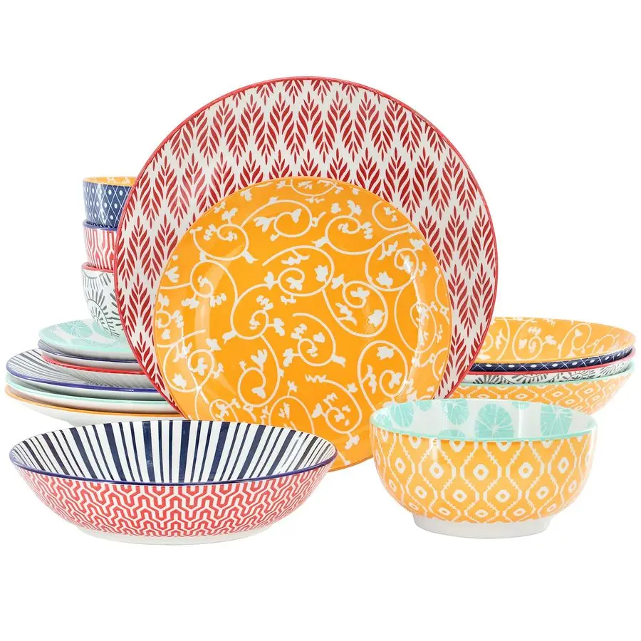 Giovanna 16 Piece Assorted Design Porcelain MultiColor Graphic Double Bowl Dinnerware Set, Tableware, Serveware, Dinnerware Set
Giovanna 16 Piece Assorted Design Porcelain MultiColor Graphic Double Bowl Dinnerware Set, Tableware, Serveware, Dinnerware Set