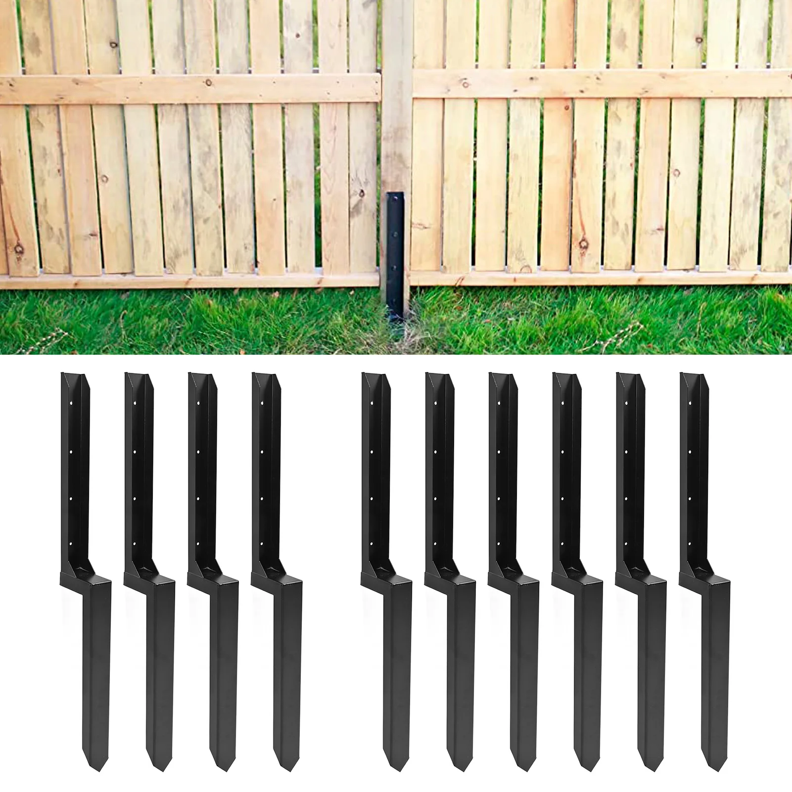 Steel Fence Post Stakes Kit Heavy Duty Steel Post Ground Spike for Repairing Tilted Broken Wood Fence
Steel Fence Post Stakes Kit Heavy Duty Steel Post Ground Spike for Repairing Tilted Broken Wood Fence