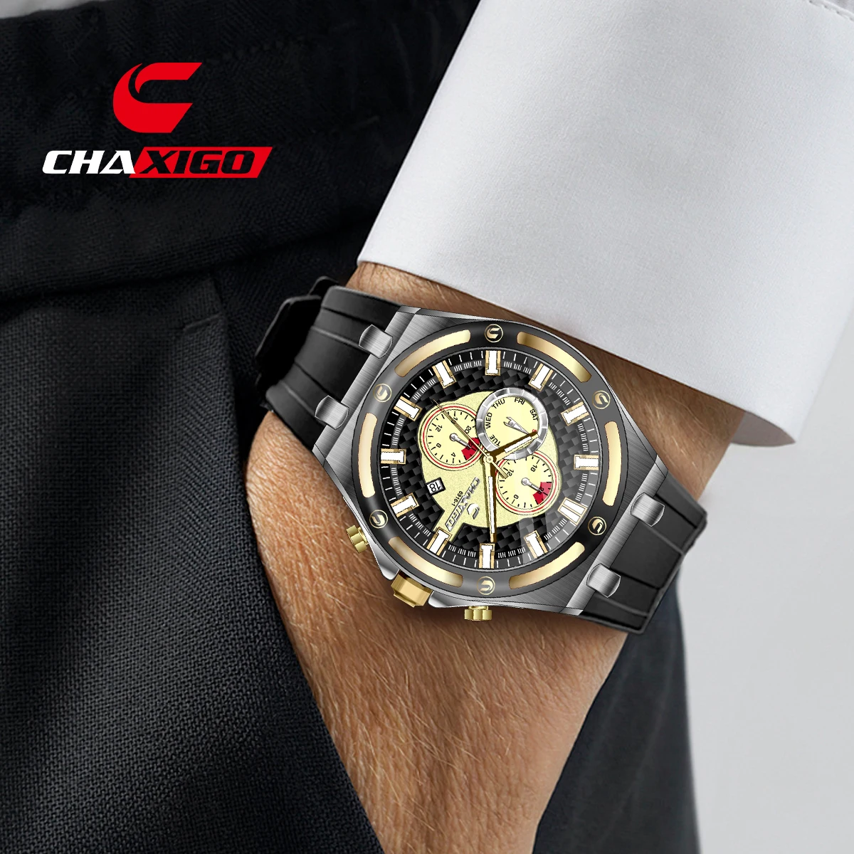 CHAXIGO Men's Fashion Sporty Silicone Strap Watch, 41mm Luminous Dial, 3ATM Water Resistant Quartz Watch
CHAXIGO Men's Fashion Sporty Silicone Strap Watch, 41mm Luminous Dial, 3ATM Water Resistant Quartz Watch