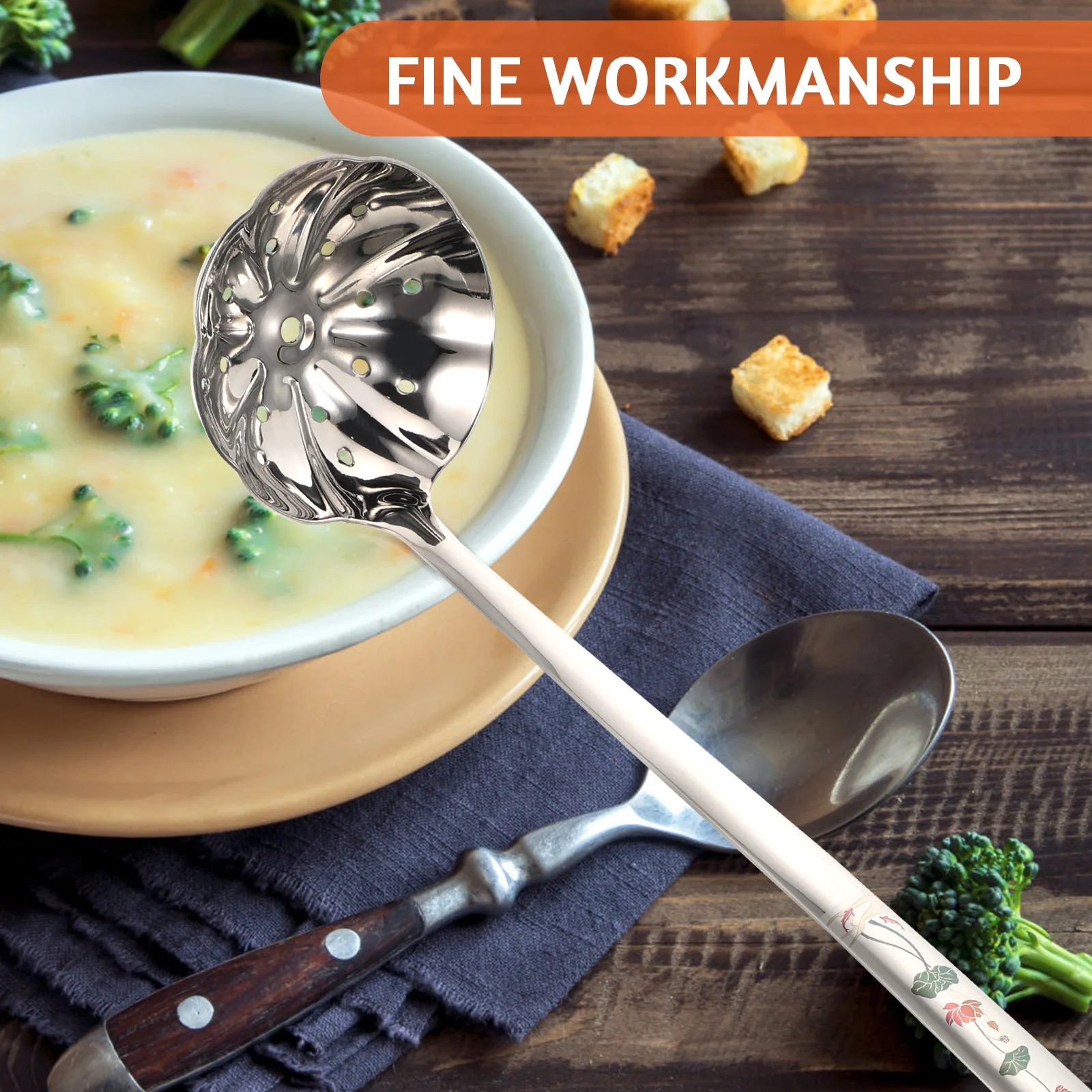 304 Stainless Steel Soup Spoon Stirring Ladle Hot Pot for Food Serving Large Square
304 Stainless Steel Soup Spoon Stirring Ladle Hot Pot for Food Serving Large Square
