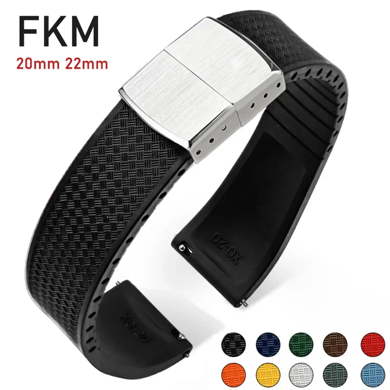FKM Watch Band Fluoro Rubber Strap 20mm 22mm Quick Release Folding Clasp Cut Size Adjustable Replace Bracelet for Men Women
FKM Watch Band Fluoro Rubber Strap 20mm 22mm Quick Release Folding Clasp Cut Size Adjustable Replace Bracelet for Men Women