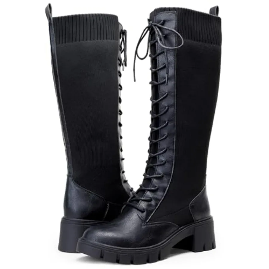 Vepose Women's 53 Knee High Combat Boots Chunky Platform Heel, Lace Up Gothic Punk Work Boots for Dresses and Jeans
Vepose Women's 53 Knee High Combat Boots Chunky Platform Heel, Lace Up Gothic Punk Work Boots for Dresses and Jeans