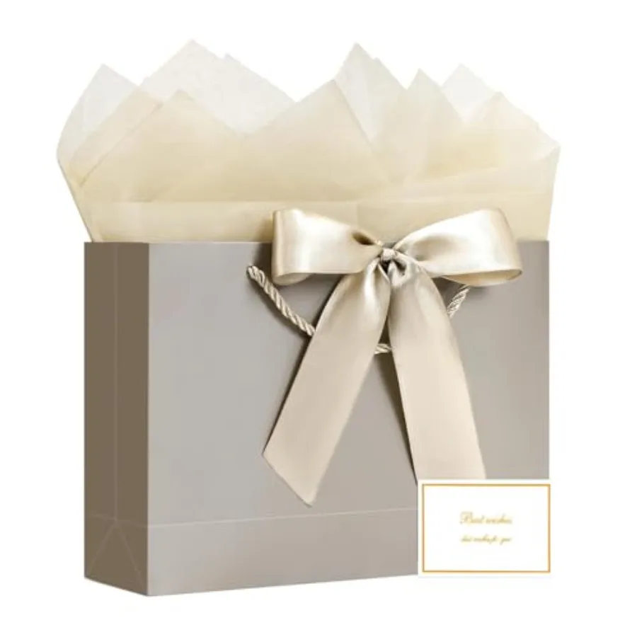 Gift Bags with Handles, 13" Medium Gift Bag for Presents, 1 Pcs Bags with 2 Tissue Paper and 1 Cards for Graduation Baby Shower
Gift Bags with Handles, 13" Medium Gift Bag for Presents, 1 Pcs Bags with 2 Tissue Paper and 1 Cards for Graduation Baby Shower
