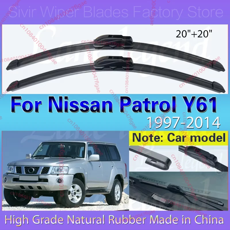 Car Wiper Blades For Nissan Patrol Y61 1997 - 2014 Soft Rubber Windshield Windscreen Front Window Blades 20"+20" Car Accessories
Car Wiper Blades For Nissan Patrol Y61 1997 - 2014 Soft Rubber Windshield Windscreen Front Window Blades 20"+20" Car Accessories