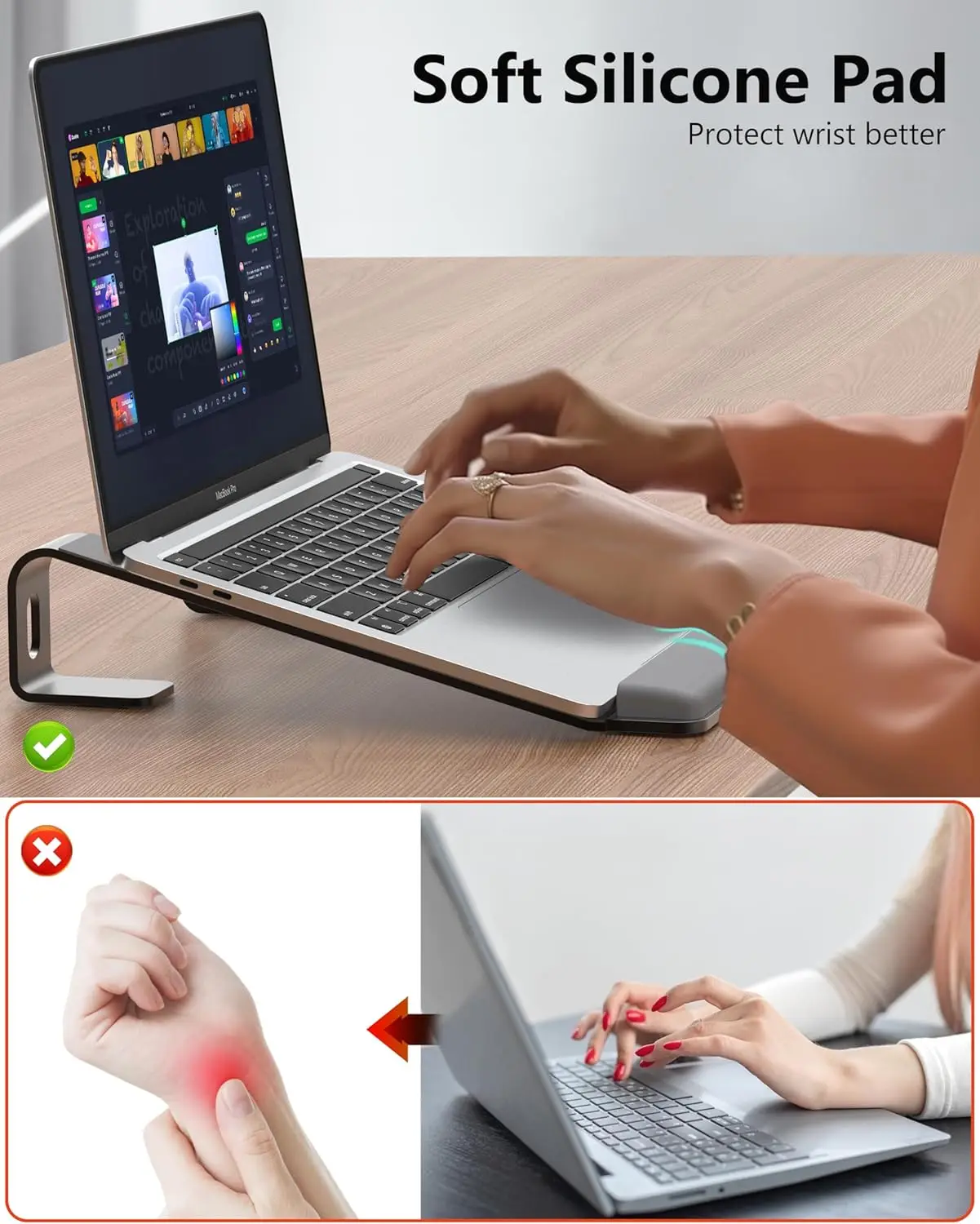 Laptop Stand for Desk,Laptop Stand with Wrist ,Ergonomic Detachable Laptop Riser,Aluminum MacBook Stand,Laptop Stand with Wrist
Laptop Stand for Desk,Laptop Stand with Wrist ,Ergonomic Detachable Laptop Riser,Aluminum MacBook Stand,Laptop Stand with Wrist
