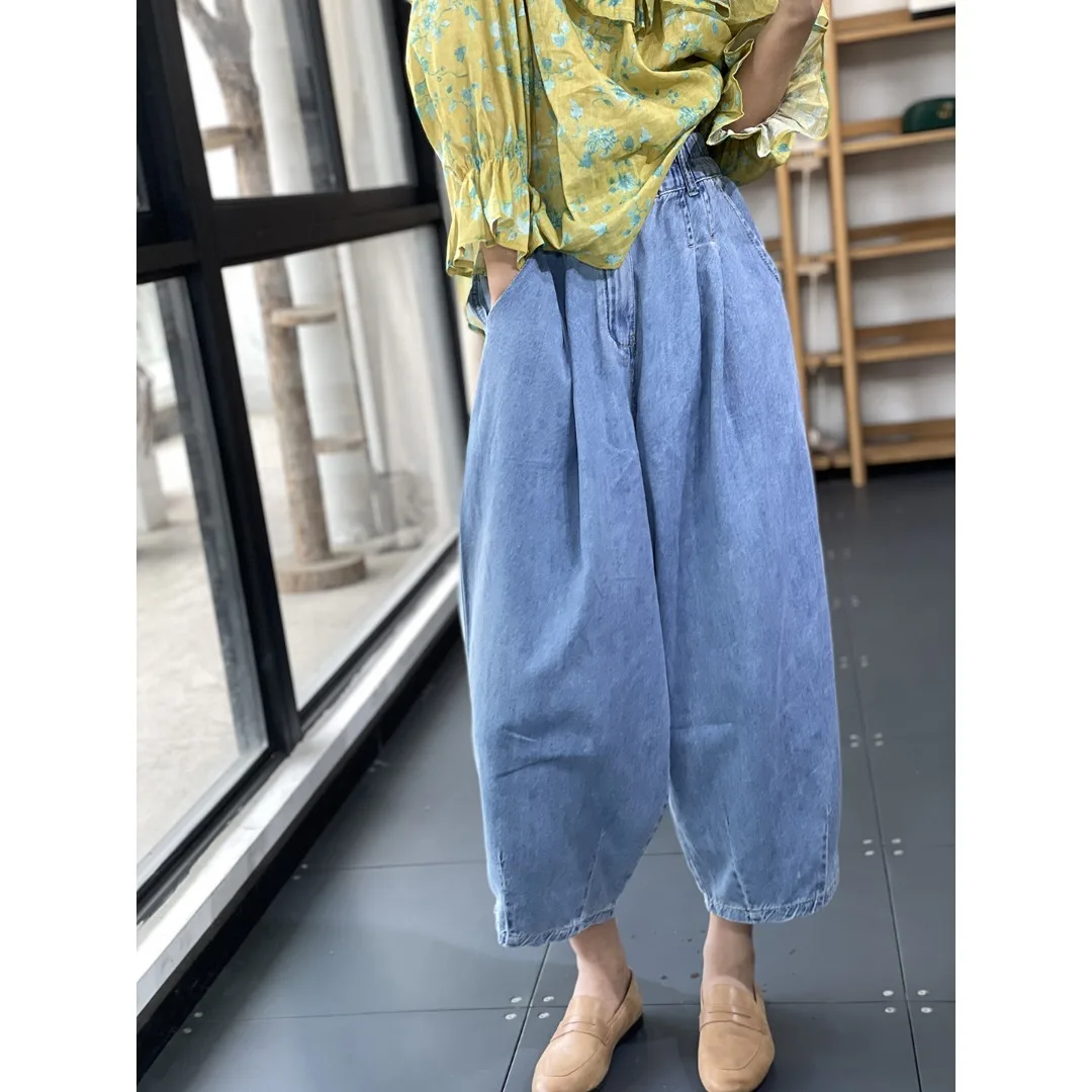 Широкие джинсовые джинсы с высокой талией, женские весенне-осенние свободные повседневные синие брюки-фонарики Harlan, брюки-фонарики с девятью точками
Широкие джинсовые джинсы с высокой талией, женские весенне-осенние свободные повседневные синие брюки-фонарики Harlan, брюки-фонарики с девятью точками