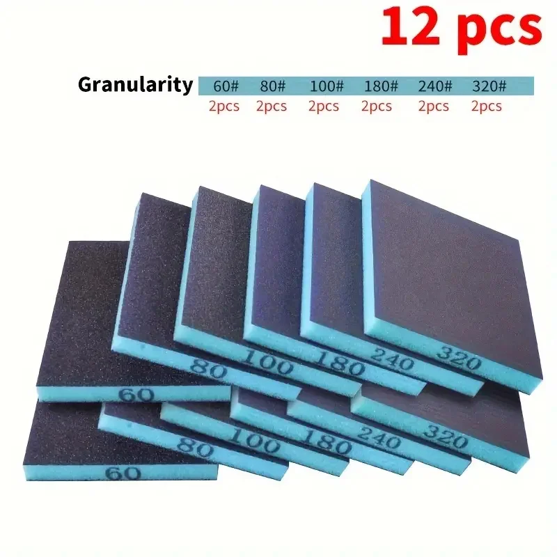 12pcs Sanding Sponge Blocks - Reusable Dual Grit Wet Dry Sanding Pads for Metal, Wood, Furniture, Paint, Drywall
12pcs Sanding Sponge Blocks - Reusable Dual Grit Wet Dry Sanding Pads for Metal, Wood, Furniture, Paint, Drywall