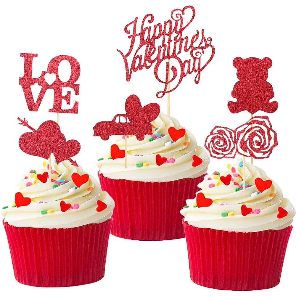 1Set Happy Valentine's Day Cupcake Toppers Red Glitter Heart Bear Rose Car LOVE Cake Toppers Wedding Birthday Party Cake Decor
1Set Happy Valentine's Day Cupcake Toppers Red Glitter Heart Bear Rose Car LOVE Cake Toppers Wedding Birthday Party Cake Decor