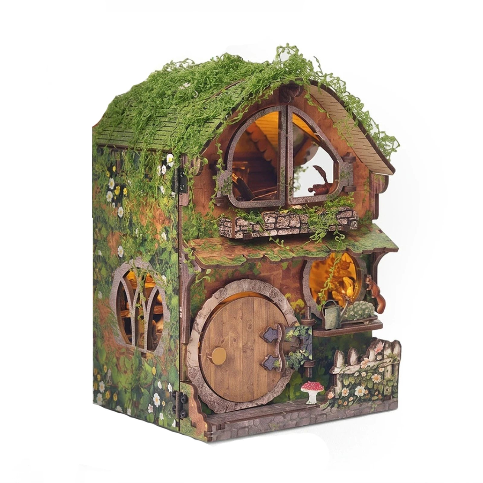 DIY Book Nook Wooden Miniature Model Kits Green Vine Cottage Bookend 3D Puzzle with Light Bookshelf for Friends Birthday Gifts
DIY Book Nook Wooden Miniature Model Kits Green Vine Cottage Bookend 3D Puzzle with Light Bookshelf for Friends Birthday Gifts