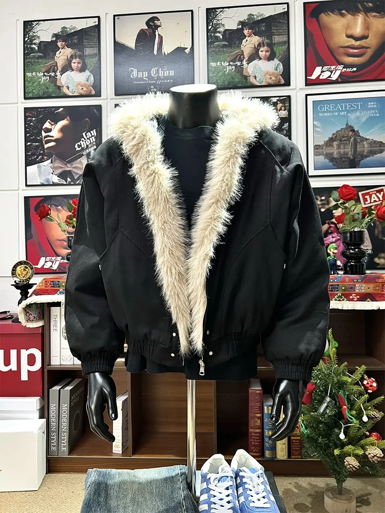 American Sle ort Thiened Cotton Jaet Men's Winter Warm Fce Lined Hooded Coat with Fur Collar Youth Casual Faion
American Sle ort Thiened Cotton Jaet Men's Winter Warm Fce Lined Hooded Coat with Fur Collar Youth Casual Faion