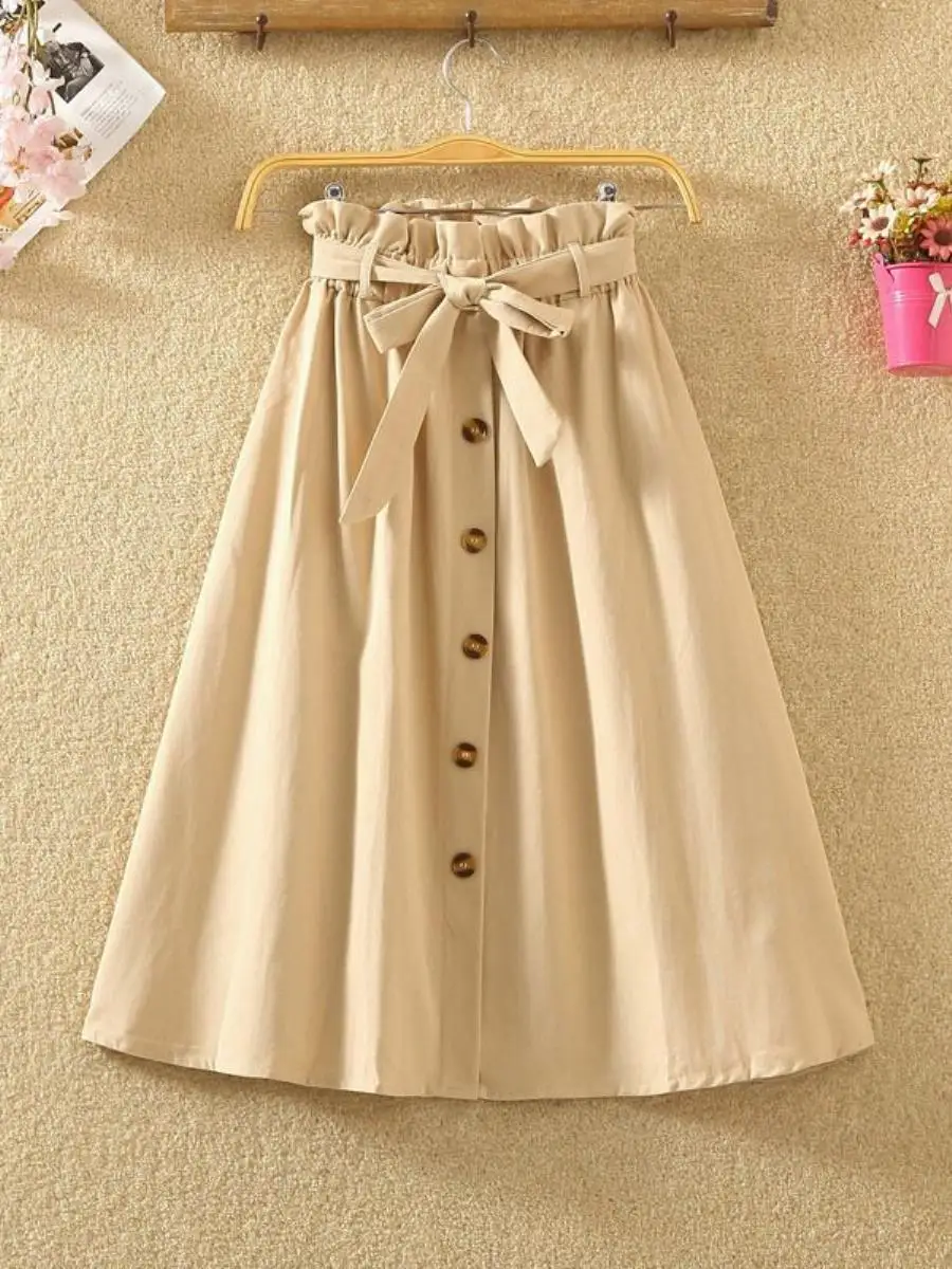 Summer 2024 Fashion High Waist Midi A-Line Skirt Women's Pure Color Belted Elastic Waist Half Body Skirt Stylish Commute Style
Summer 2024 Fashion High Waist Midi A-Line Skirt Women's Pure Color Belted Elastic Waist Half Body Skirt Stylish Commute Style
