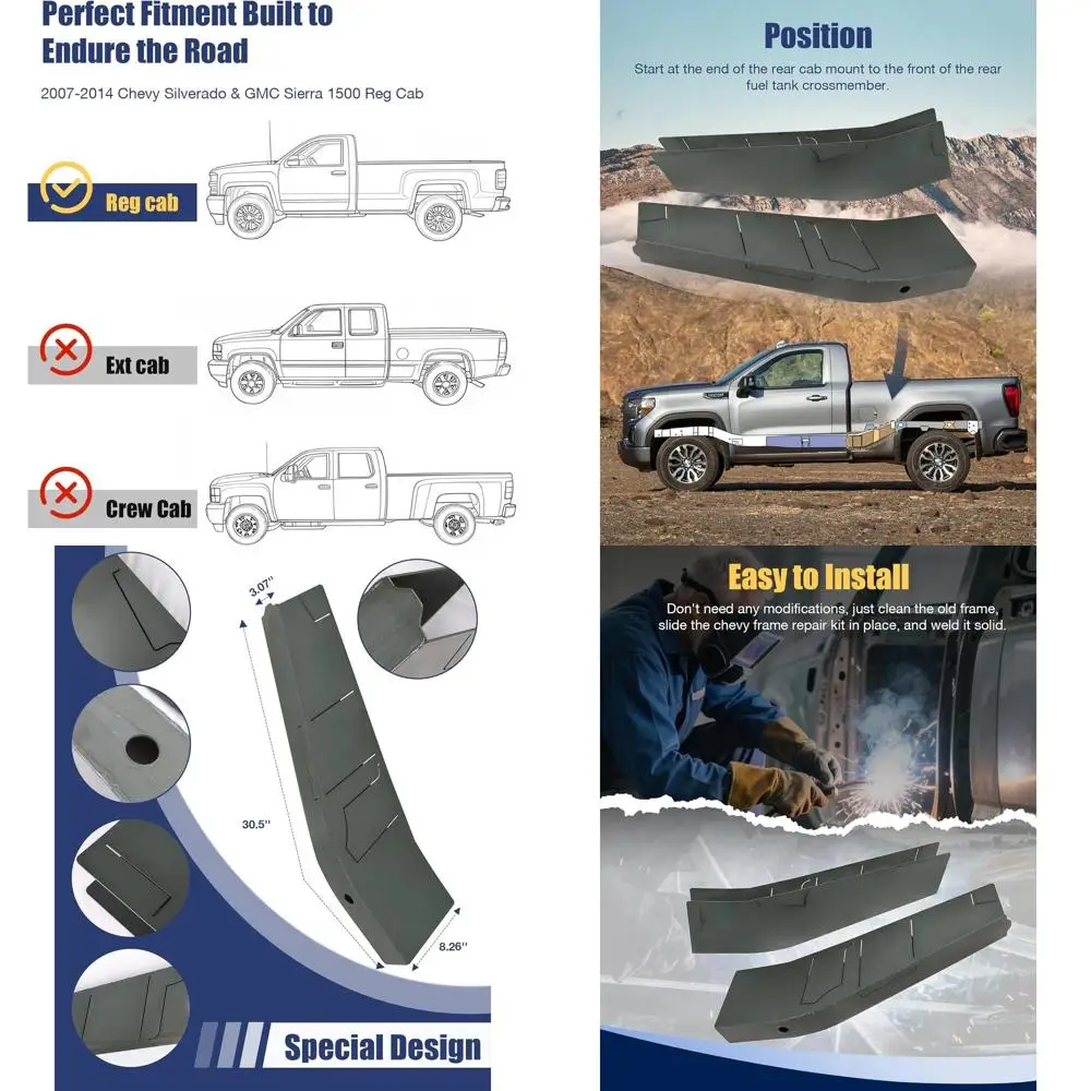Frame Repair Kit Fit for 2007-2014 2nd Gen Chevy Silverado and 3rd gen GMC Sierra 1500 Reg Cab Silverado Frame Repair
Frame Repair Kit Fit for 2007-2014 2nd Gen Chevy Silverado and 3rd gen GMC Sierra 1500 Reg Cab Silverado Frame Repair