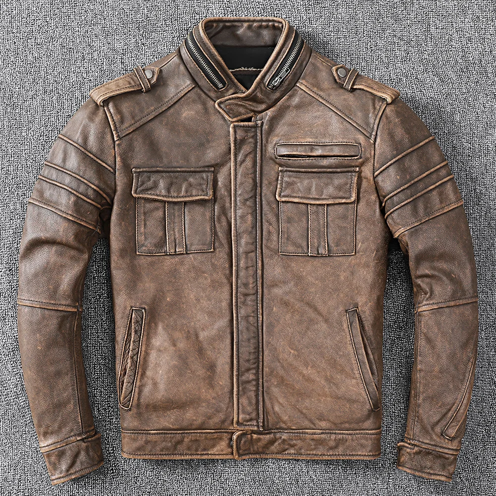 Free Shipping New Men Cowhide Coat Men's Genuine Leather Jacket Vintage Style Man Motorcycle Biker Leather Clothes
Free Shipping New Men Cowhide Coat Men's Genuine Leather Jacket Vintage Style Man Motorcycle Biker Leather Clothes
