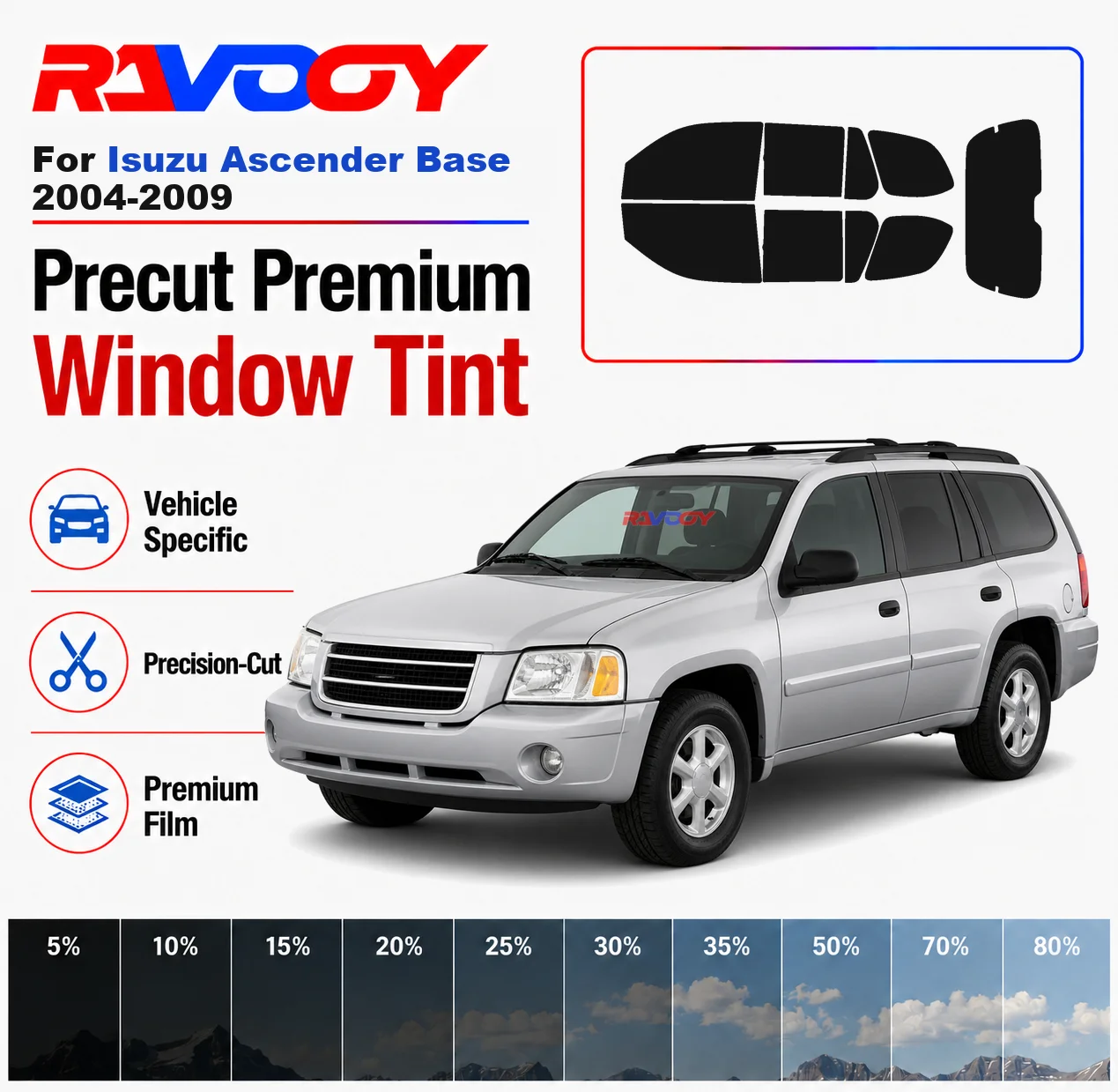 Premium Precut Window Tint Kit Front Rear Windows Rear Windshield For Isuzu Ascender Base 2004-2009 Car Solar Nano Ceramic Film
Premium Precut Window Tint Kit Front Rear Windows Rear Windshield For Isuzu Ascender Base 2004-2009 Car Solar Nano Ceramic Film