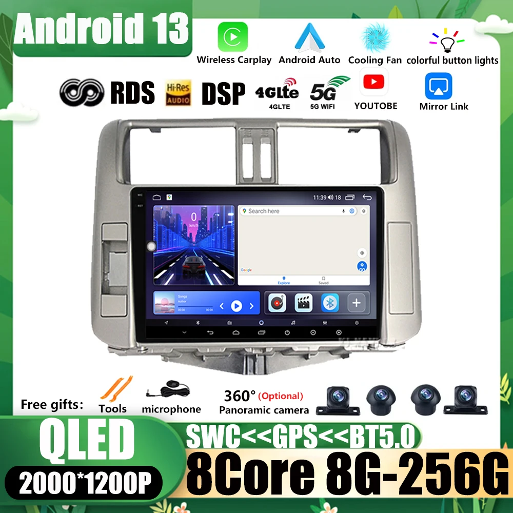 Android 13 для Toyota Land Cruiser Prado 150 2009-2013, автомобильное радио, мультимедийный плеер, навигация, стерео, GPS
Android 13 для Toyota Land Cruiser Prado 150 2009-2013, автомобильное радио, мультимедийный плеер, навигация, стерео, GPS