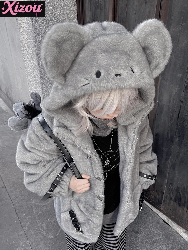 Cute Cartoon Mouse Big Ears Lamb Wool Coat Women's Winter Loose Sweet Cool Subculture Y2k Furry Plush Thickened Warm Clothes
Cute Cartoon Mouse Big Ears Lamb Wool Coat Women's Winter Loose Sweet Cool Subculture Y2k Furry Plush Thickened Warm Clothes