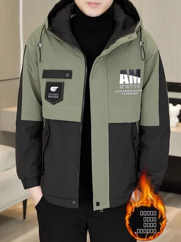 Thiened Fce Men's Jaet Winter Faion Korean Sle Workwear Jaet Casual Loose Cool Zipper Hooded Polyester Jaet
Thiened Fce Men's Jaet Winter Faion Korean Sle Workwear Jaet Casual Loose Cool Zipper Hooded Polyester Jaet