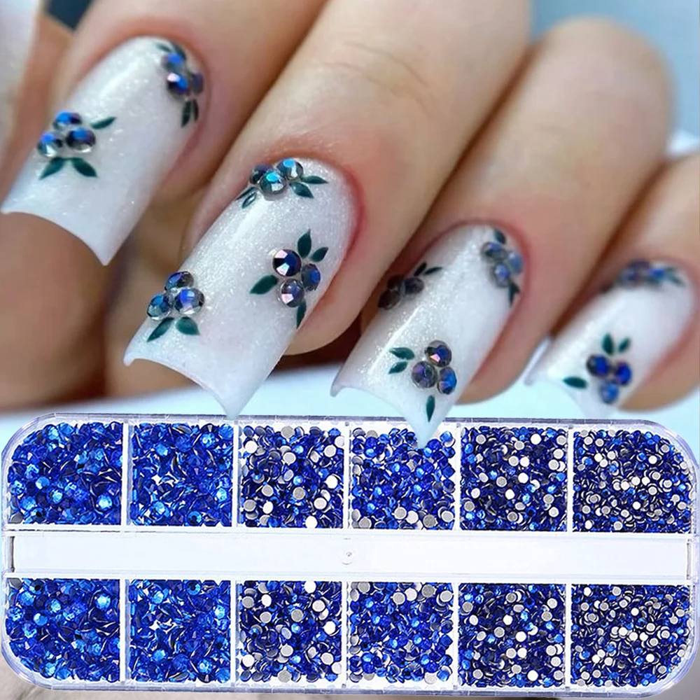 12Grids Blue Glass Gem Nail Rhinestones for Blueberry Fruit Nails 3D Mixed-size Blueberry Pattern Crystal Diamond Nail Parts DIY
12Grids Blue Glass Gem Nail Rhinestones for Blueberry Fruit Nails 3D Mixed-size Blueberry Pattern Crystal Diamond Nail Parts DIY