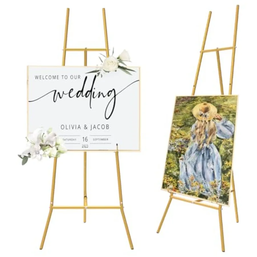 Gold Easel Stand for Sign - Heavy Duty Metal Freestanding Adjustable Display Stand 3-Tier Large Professional Easel for Painting
Gold Easel Stand for Sign - Heavy Duty Metal Freestanding Adjustable Display Stand 3-Tier Large Professional Easel for Painting