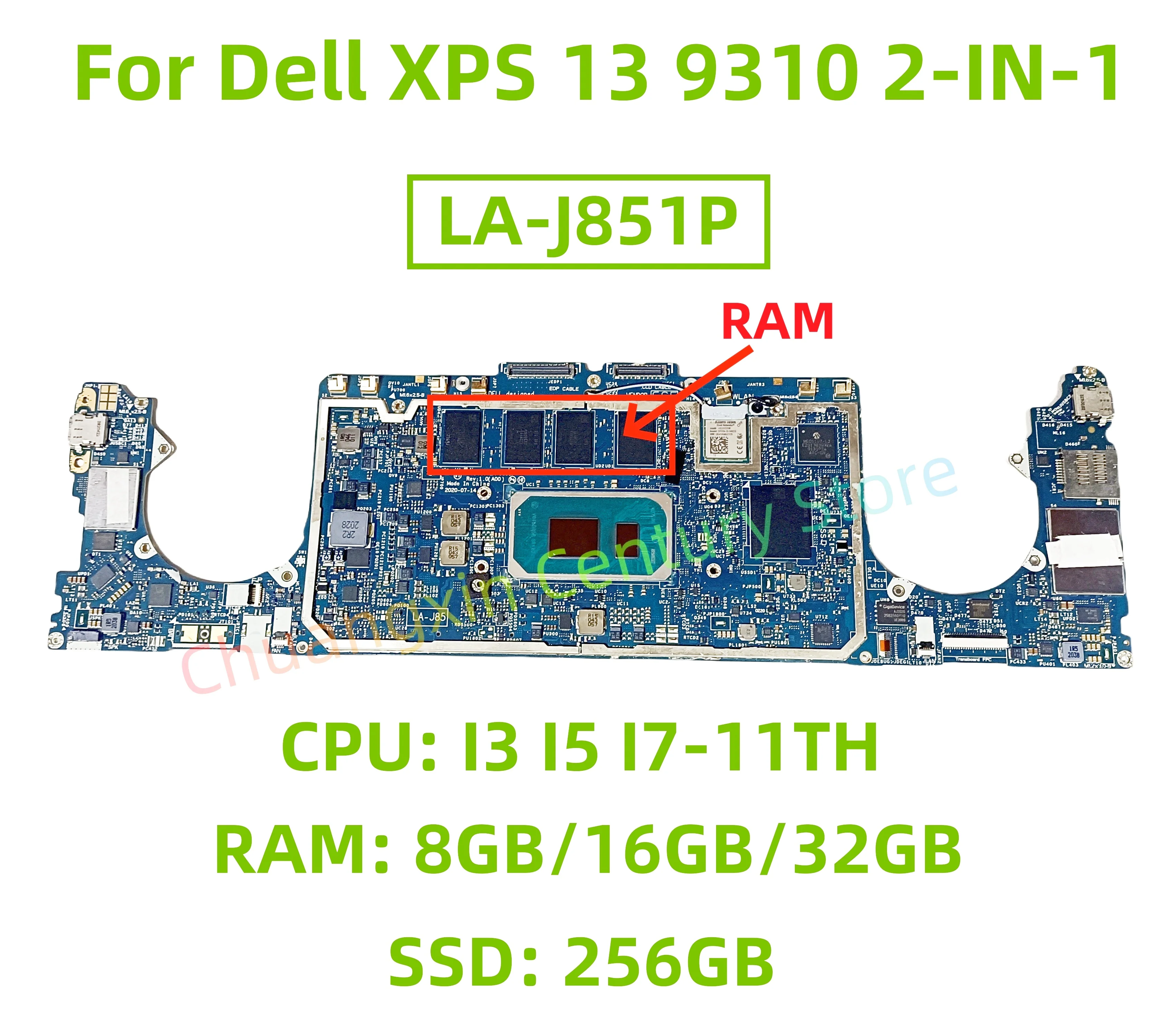 LA-J851P motherboard for Dell XPS 13 9310 2-IN-1 laptop With CPU: I3 I5 I7-11TH RAM: 8GB/16GB/32GB SSD: 256G 100% test ok
LA-J851P motherboard for Dell XPS 13 9310 2-IN-1 laptop With CPU: I3 I5 I7-11TH RAM: 8GB/16GB/32GB SSD: 256G 100% test ok