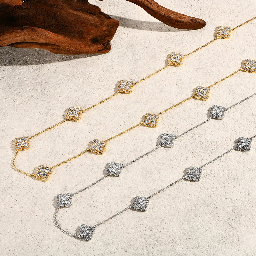 CHARMING Classic Shining Four-Leaf Clover Moissanite Flowers Necklace for Women Engagement Wedding birthday gifts party Jewelry
CHARMING Classic Shining Four-Leaf Clover Moissanite Flowers Necklace for Women Engagement Wedding birthday gifts party Jewelry