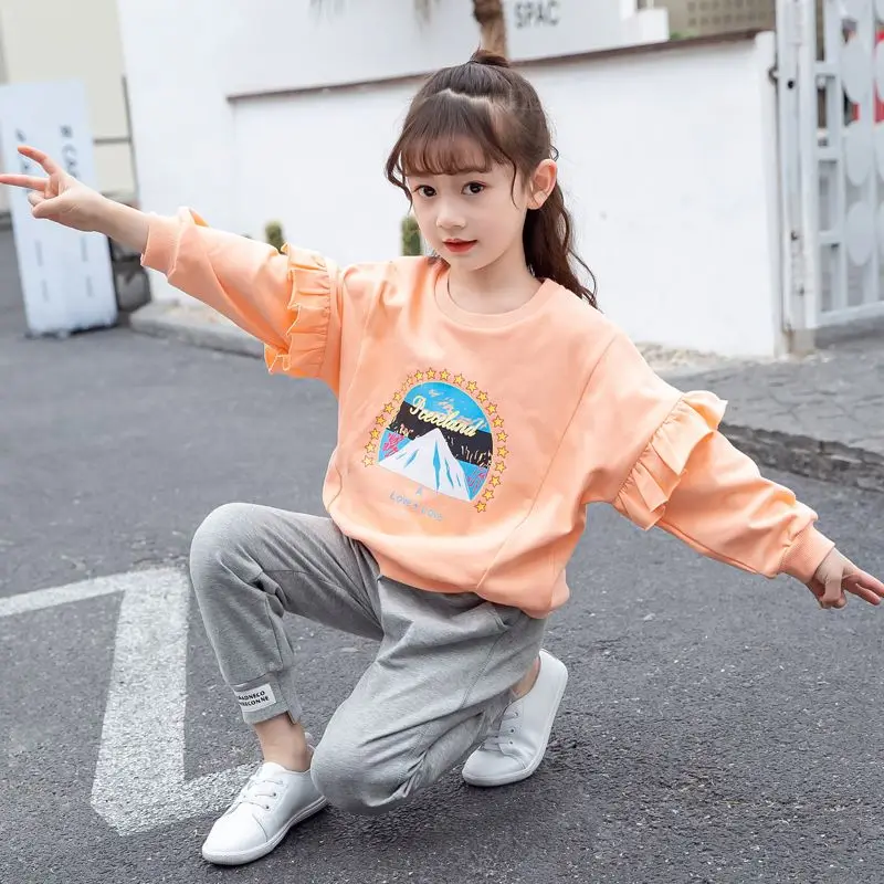 Girls Long Sve Hoodie Autumn Wear Loose Print Overhead irt Children's Outerwear Wood ain Ruffle Design Comfortable Fit
Girls Long Sve Hoodie Autumn Wear Loose Print Overhead irt Children's Outerwear Wood ain Ruffle Design Comfortable Fit