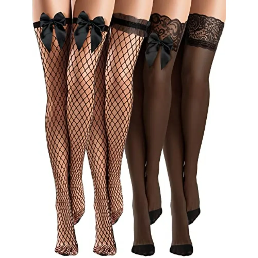 Bencailor 4 Pairs Fishnet Thigh High Stocking Silicone Lace Top Sheer Over Knee Stocking Silky Stockings for Women
Bencailor 4 Pairs Fishnet Thigh High Stocking Silicone Lace Top Sheer Over Knee Stocking Silky Stockings for Women