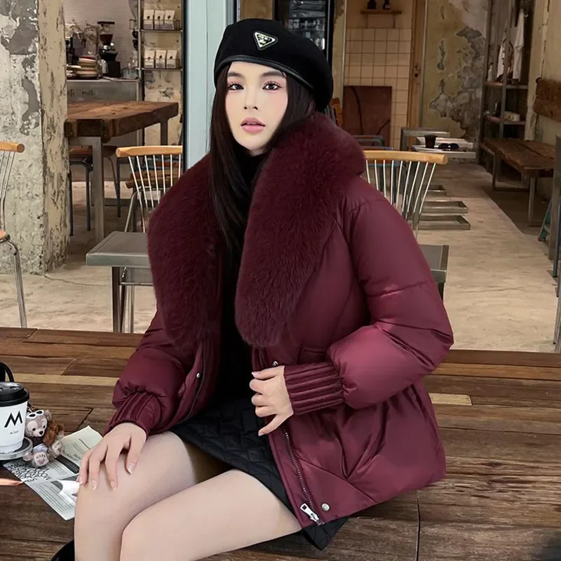 Women Faux Fox Fur Collar Puffer Jacket Short Cropped Frog Button Ribbed Cuff Quilted Warm Winter Padded Coat Loose Outerwear
Women Faux Fox Fur Collar Puffer Jacket Short Cropped Frog Button Ribbed Cuff Quilted Warm Winter Padded Coat Loose Outerwear