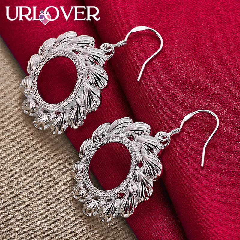 URLOVER 925 Sterling Silver Earring For Woman Circular Feather Drop Earrings Fashion Party Birthday Engagement Wedding Jewelry
URLOVER 925 Sterling Silver Earring For Woman Circular Feather Drop Earrings Fashion Party Birthday Engagement Wedding Jewelry