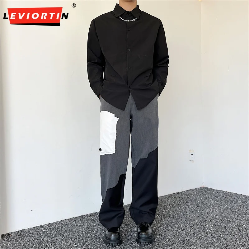 Men Casual Pants Patchwork Back Button Adjustable Loose Straight Trousers Streetwear Elastic Waist Leisure Pants
Men Casual Pants Patchwork Back Button Adjustable Loose Straight Trousers Streetwear Elastic Waist Leisure Pants