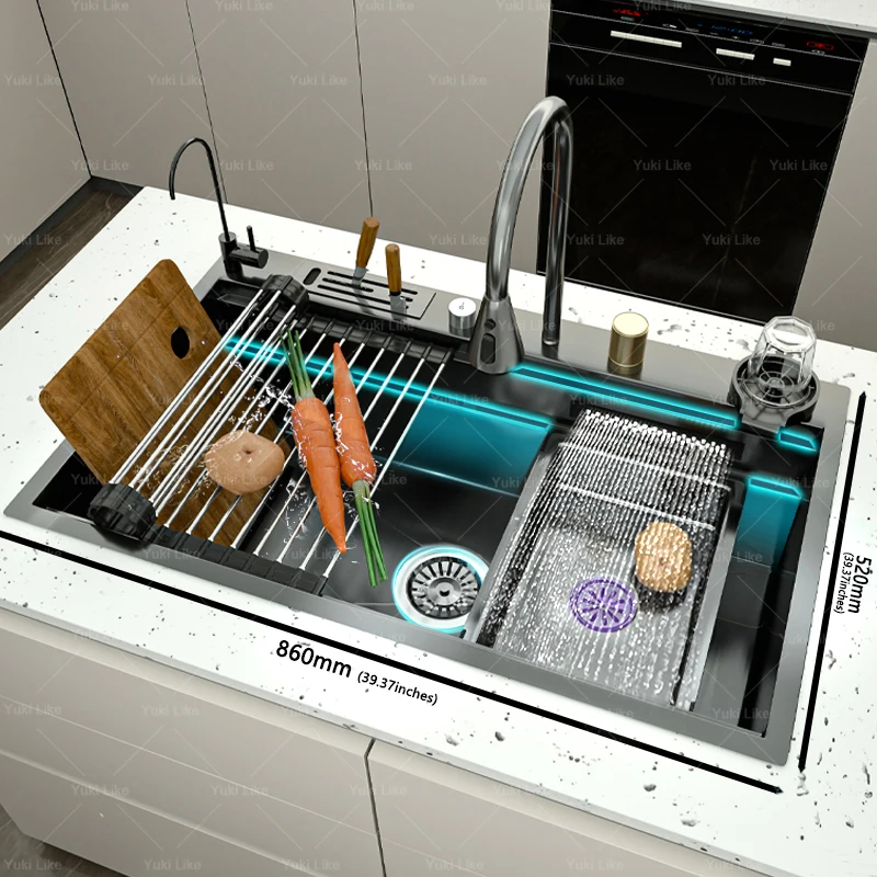 Кухонная мойка из нержавеющей стали, многофункциональный смеситель-водопад, большой однослотовый смеситель для домашнего использования, раковины для мытья посуды и овощей
Кухонная мойка из нержавеющей стали, многофункциональный смеситель-водопад, большой однослотовый смеситель для домашнего использования, раковины для мытья посуды и овощей