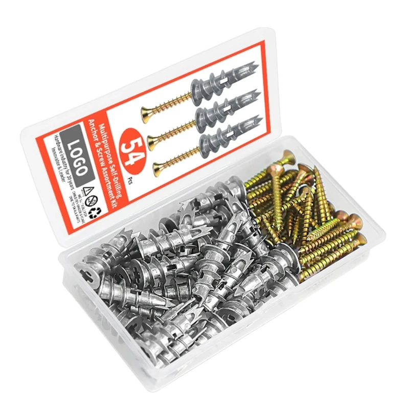 54pcs Easy Drives Screws set Wall Anchors set Expansion Screws Easy Drives Screws with Storage 54pcs
54pcs Easy Drives Screws set Wall Anchors set Expansion Screws Easy Drives Screws with Storage 54pcs