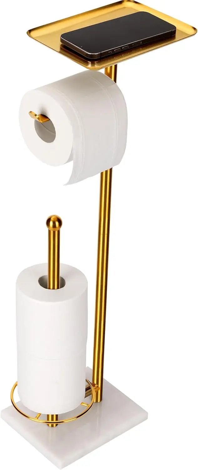 Freestanding Toilet Paper Holder with Marble Base, Holds 3 Extra Rolls, Gold
Freestanding Toilet Paper Holder with Marble Base, Holds 3 Extra Rolls, Gold
