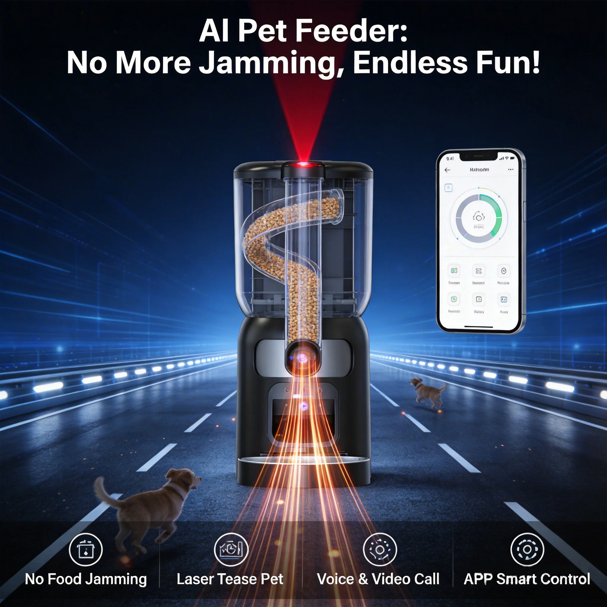 Smart Automatic Cat Feeder with Camera, 1080P Video Visual Pet Food Dispenser, Timed Auto Pet Feeder for Cats and Dogs
Smart Automatic Cat Feeder with Camera, 1080P Video Visual Pet Food Dispenser, Timed Auto Pet Feeder for Cats and Dogs