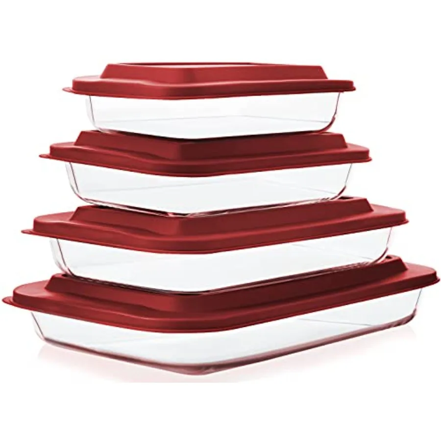 8-Piece Deep Glass Baking Dish Set with Plastic lids, Rectangular Glass Bakeware Set with Lids, Baking Pans for Lasagna, Leftov
8-Piece Deep Glass Baking Dish Set with Plastic lids, Rectangular Glass Bakeware Set with Lids, Baking Pans for Lasagna, Leftov