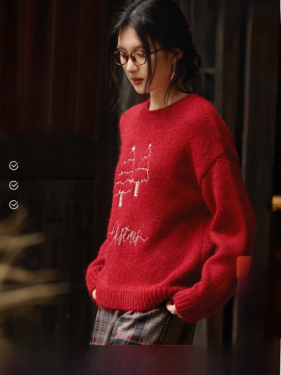 Ele Sle женский вязаный свитер с вышивкой, свободный крой, праздничная атмосфера, красный цвет, Blo, шерстяная смесь, Long Sve
Ele Sle женский вязаный свитер с вышивкой, свободный крой, праздничная атмосфера, красный цвет, Blo, шерстяная смесь, Long Sve