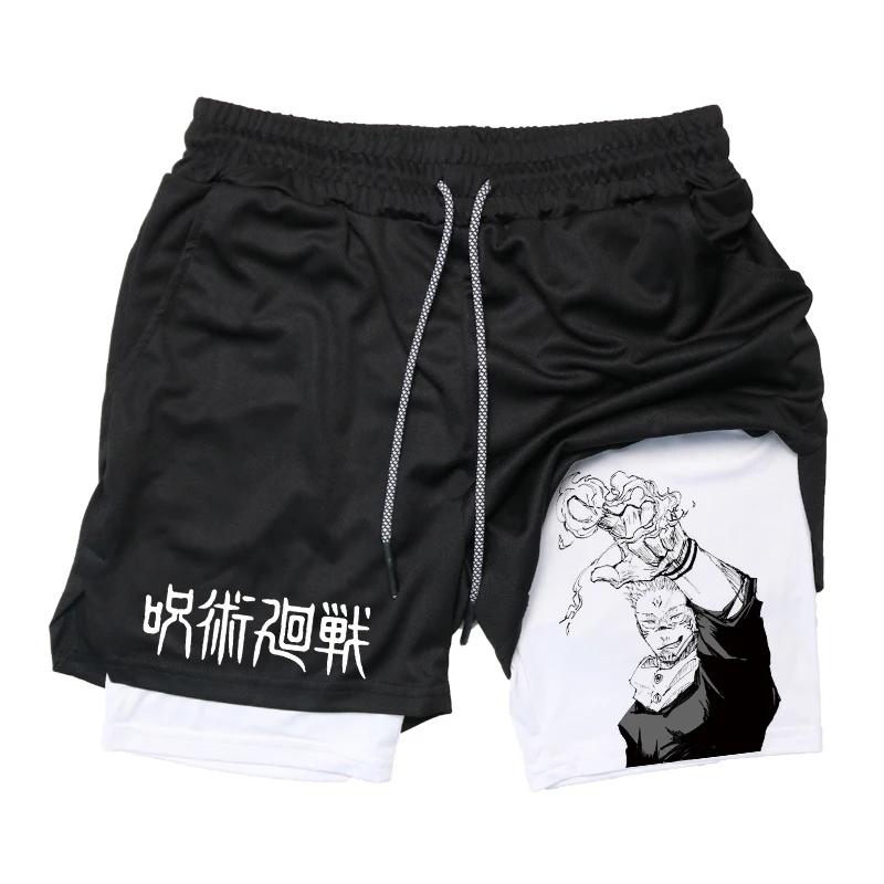 Anime pattern 2-in-1 men's tight shorts gym quick drying sportswear with mobile phone pocket for sports running
Anime pattern 2-in-1 men's tight shorts gym quick drying sportswear with mobile phone pocket for sports running