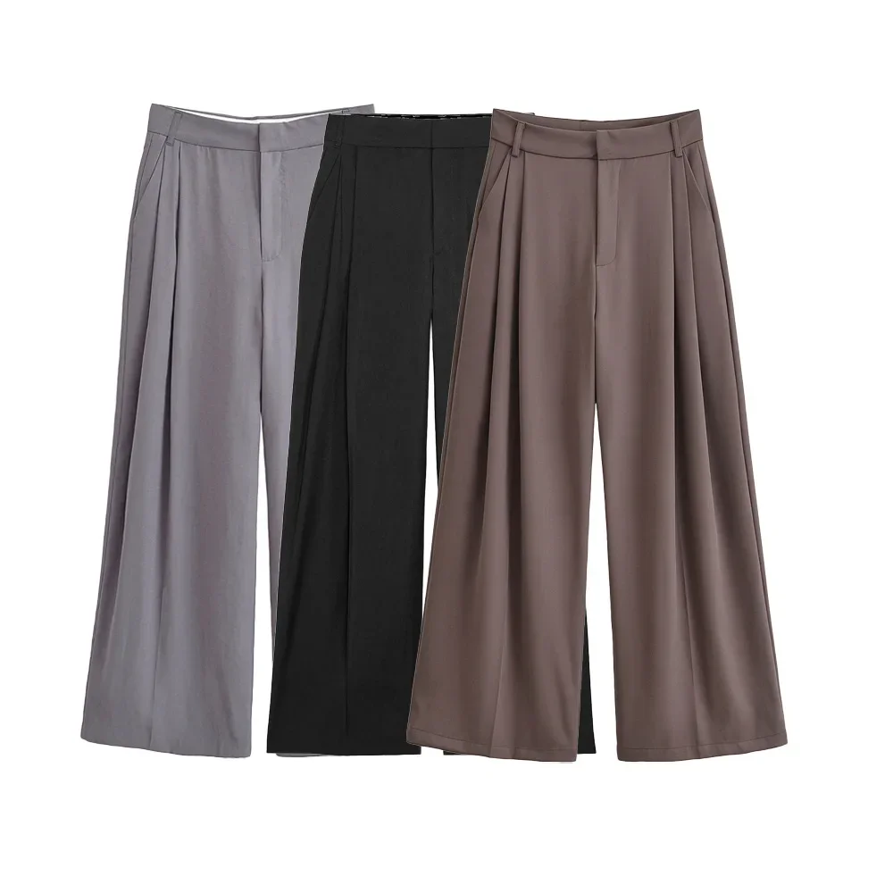 Vintage Side Pockets Zipper Fly Pants Casual Female Trousers Mujer Women Spring Autumn Fashion High-Waist Double-Pleated Pants
Vintage Side Pockets Zipper Fly Pants Casual Female Trousers Mujer Women Spring Autumn Fashion High-Waist Double-Pleated Pants
