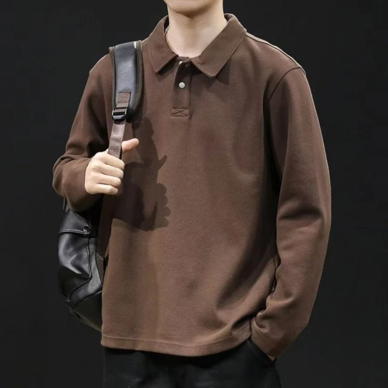 Мужская рубашка поло с длинным рукавом, модный классический повседневный свободный топ с лацканами на весну и осень, Новое поступление
Мужская рубашка поло с длинным рукавом, модный классический повседневный свободный топ с лацканами на весну и осень, Новое поступление
