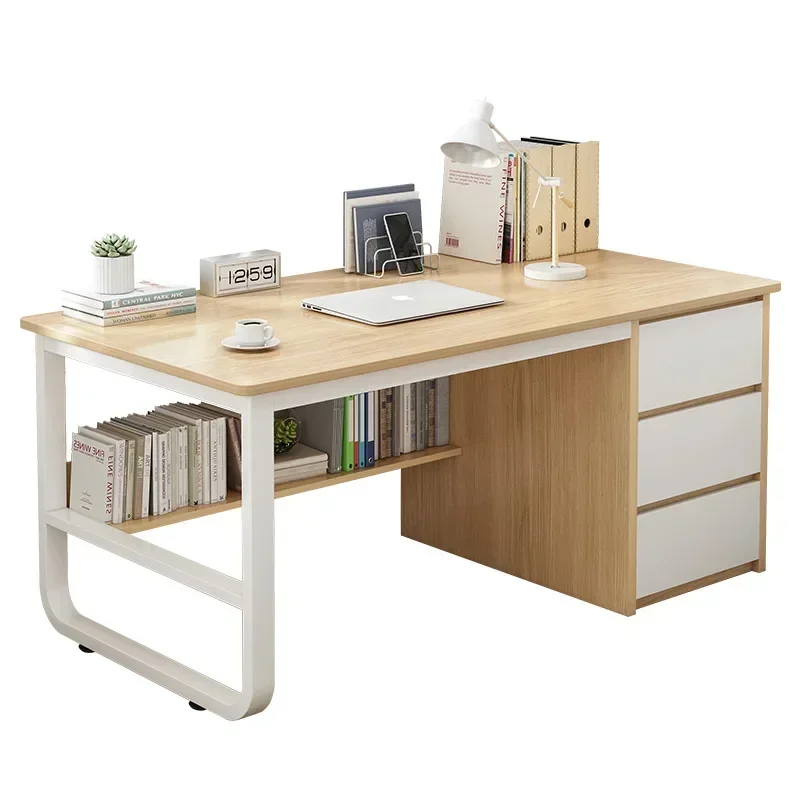 Computertop home bedroom simple learning with bookshelf simple double writing desk
Computertop home bedroom simple learning with bookshelf simple double writing desk