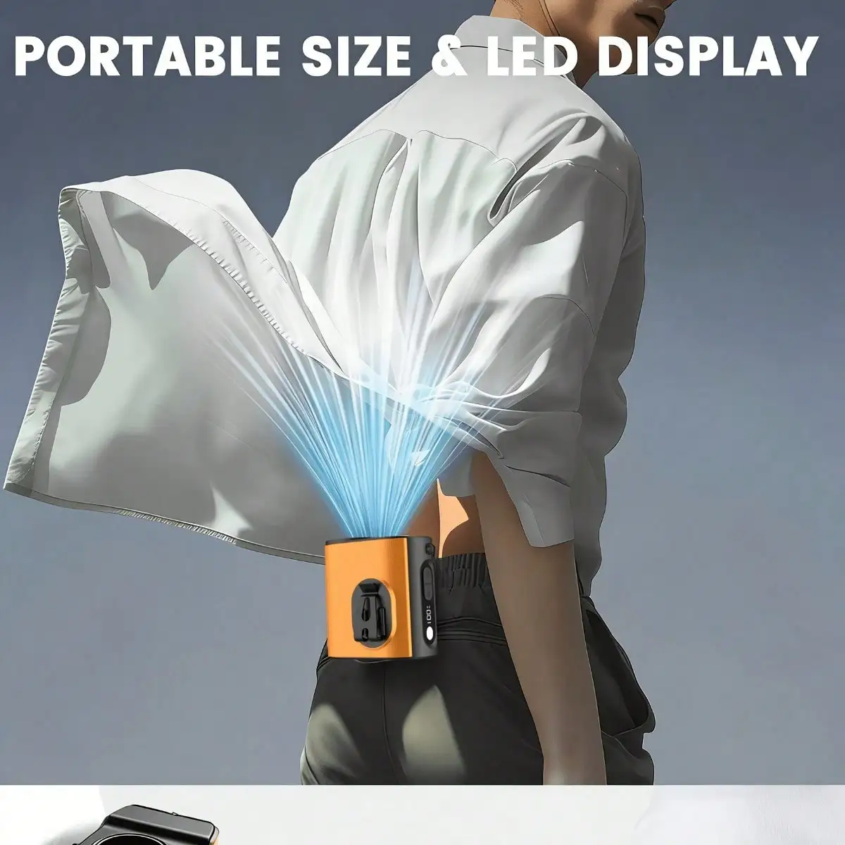 This portable waist hanging fan is a wearable clip-on personal fan with a rechargeable battery. It offers 5-10 speed levels and a flashlight, enabling hands-free use, ideal for outdoor activities such as construction work and camping.
This portable waist hanging fan is a wearable clip-on personal fan with a rechargeable battery. It offers 5-10 speed levels and a flashlight, enabling hands-free use, ideal for outdoor activities such as construction work and camping.